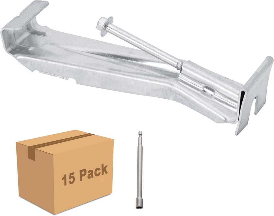 15 Pcs Hidden Gutter Hangers 5 Inch - Aluminum Gutter Brackets with Pre-Inserted Screw Clip Style for Sagging Rain Gutters, Heavy Duty Gutter Fasteners for Gutter Repair.