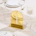 UNIQOOO Gold Mirror Arch Wedding Table Numbers with Stands 1-20, 5x7 Acrylic Display Signs and Holders, Pack of 20, Perfect for Centerpiece, Reception, Decoration, Party, Anniversary, Event, White Font 1-20