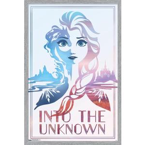 Disney Frozen 2 - Into the Unknown Wall Poster, 34L x 22.4W, Gray Framed Version