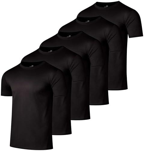 4 Pack:Men’s Mesh Active Wear T-Shirt Essentials Performance Workout Gym Training Quick Dry Fit Dri Tech Breathable Short Sleeve Crew Under Shirt Athletic Sport Running Top Exercise SPF- Set 1 L