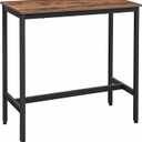 VASAGLE Bar Table, Kitchen Dining Table, High Top Pub Table, Bar Height Cocktail Table for Living Room Party, Sturdy Metal, 15.7 x 39.4 x 35.4 Inches for Narrow Spaces, Rustic Brown and Ink Black