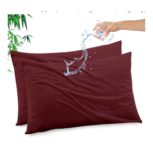 Gogreen Bamboo Rayon Waterproof Pillow Protector, Breathable Pillow Cover, Cooling Pillow Case Protector with Zipper, Super Soft Pillow Case Cover with Zipper (2 Packs, King 20"x36", Burgundy)