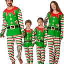 ANGELGGH Matching Family Christmas Pajamas Sets, Holiday PJs with Top and Pants, Cute 2 Piece Sleepwear for Couples/Women/Men (Men, L, Green Canes Elf)