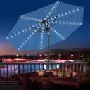 Sundale Outdoor Olefin 5-Year-Non-Fading Solar 80 LED 9 FT Solar Patio Umbrella with Sand Bag Base, Outdoor Umbrella with Tilt and Crank, Navy