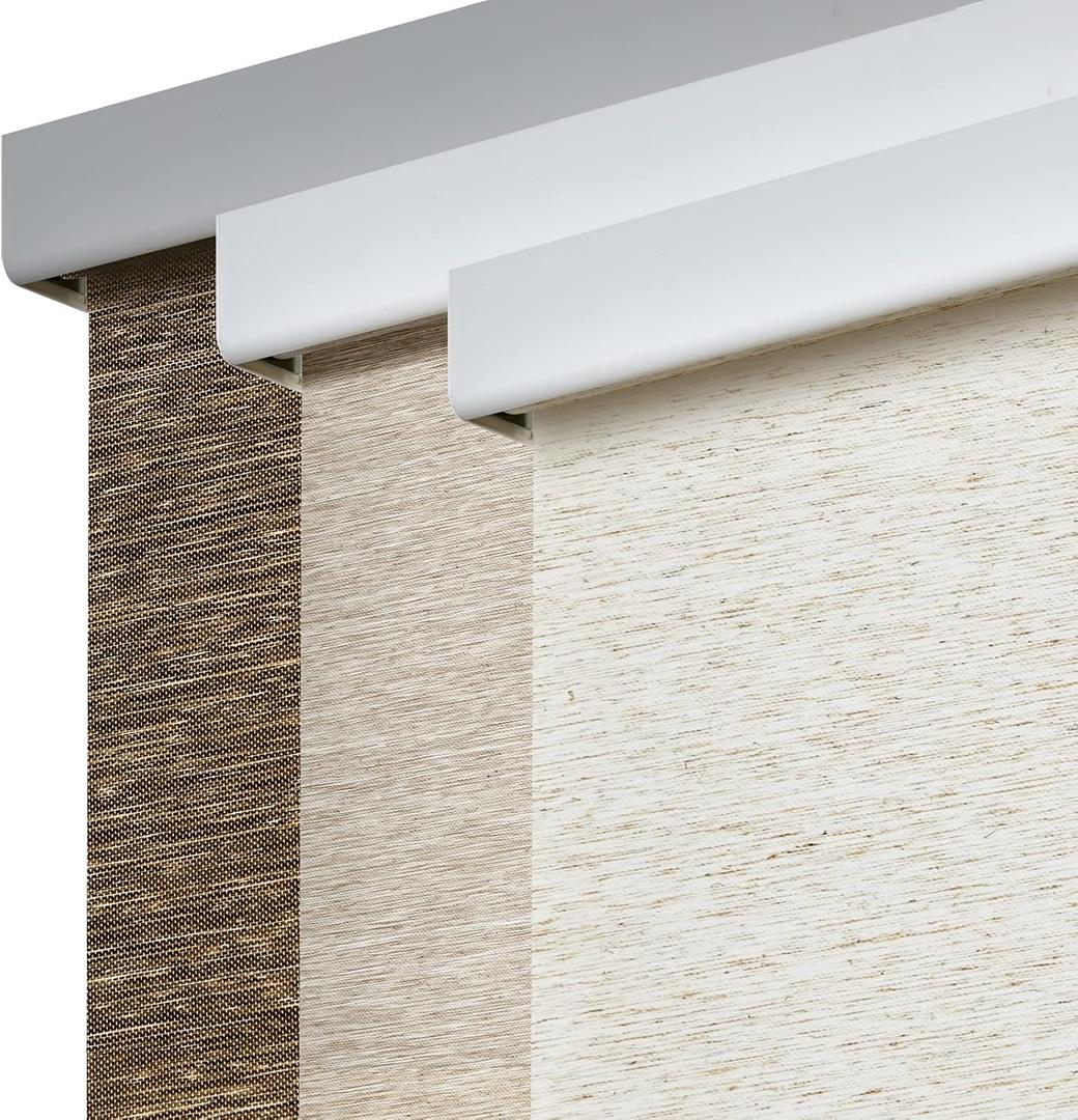 Persilux Free-Stop Cordless Roller Shades Light Filtering Roller Window Shades for Home (Khaki 34"W x 64"H) Natural Woven Fabric UV Protection Thermal Insulation Roller Blinds for Windows, Home, Door