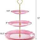 Fasmov 3 Pack 3 Tier Plastic Cupcake Stand, Dessert Plates Cake Fruit Candy Display Tower Reusable Pastry Platter for Wedding Birthday Baby Shower Tea Party Decorations - White Pink Green