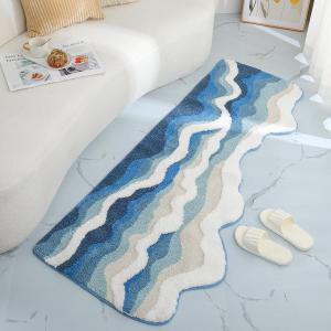 Luxury Bath Mat Non Slip and Super Absorbent Soft Microfiber Area Rug Machine Washable Rug for Living Room, Bedroom and Bathroom (Blue, 63"x27")