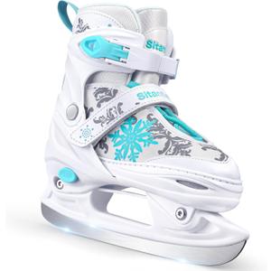 Snowflake Girls Ice Skates for Kids | Adjustable Kids Ice Skates for Girls Boys | Beginner Ice Skating Shoes for Outdoor and Rink | Warm Comfortable Lining and Reinforced Ankle Support, Size: Medium - Big Kids(1-4 US)