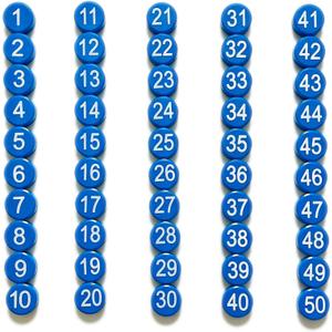 1-50 Magnetic Numbers, Magnets with Number for Dry Erase Boards, Round Number Refrigerator Magnets for Whiteboard in Home and Office (0.8" Diameter, Blue)