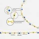 PAMIR TONG Handmade Turkish Evil Eye Beaded Link Chain with Golden Plated Brass Findings for Bracelet Necklace Glass Mask Decoration Shoes Clothes Jewelry Making (CC49)