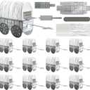 BruinBang 24 Set DIY Western Covered Wagon Paper Craft Kit, Wagon Theme Display Projects for Events, Themed Decor & Presentation Use