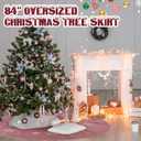 84 Inch Large Pink Christmas Tree Skirt, Burlap Tree Skirt White Snowflake Xmas Mat for Christmas Home Farmhouse Holiday Indoor Decoration