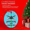 Keep Calm and Swim On Girls Swimming Christmas Ornament, Gifts for Swimmers Girls Swim Team Swimming Pool Ornament Hanging Decorations for Xmas Tree, Sports Gifts for Female Swimmers Athlete Coaches