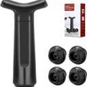 Wine Stopper, Wine Saver Vacuum Pump with 4 Reusable Stoppers, Wine Bottle Preserver & Sealer Keeps Fresh Longer, Ergonomic Handle, ideal Gift