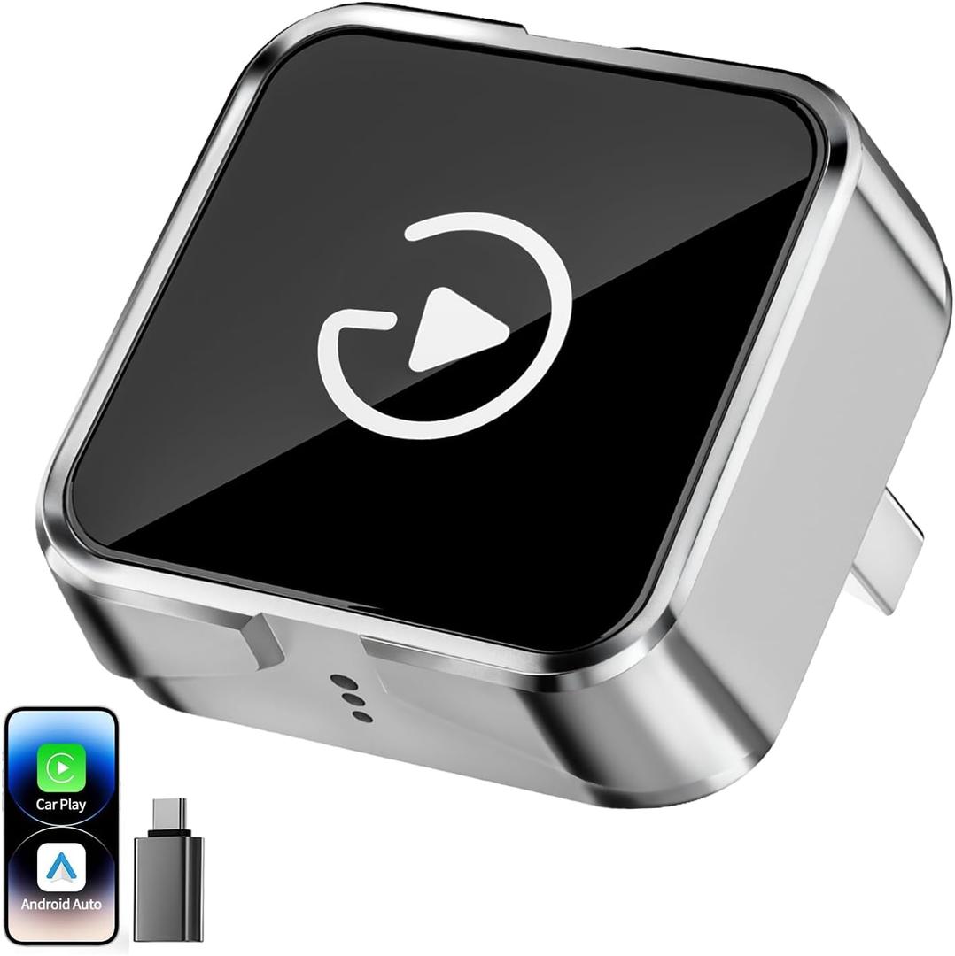 2026 Upgraded Wireless CarPlay Adapter for iPhone & Android Auto, Converts Wired to Wireless Car Play, 3-Second Auto Connect & Stable Zinc Alloy Material, Mini Plug & Play, with USB-A & Type-C