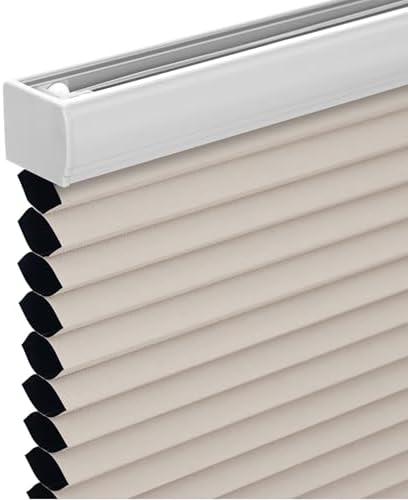 Changshade Cordless Cellular Shades, Blackout Honeycomb Shades for Windows, Pull Down Pleated Blinds, Easy to Install for Indoor Windows and French Doors,23" W x 50" H, Beige