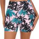 RELLECIGA Womens 5 Inch Swim Short Mesh High Waisted Tummy Control Swim Board Short with Liner Swimsuit Bottoms (L)