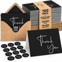 VNS Creations Thank You Cards With Envelopes -100 Pack 4 x 6 Blank - Black
Thick 300 GSM, Thank You Notes Bulk Box Set & Stickers, Large Note Card Small Business, Wedding, Baby Shower & Bridal Shower