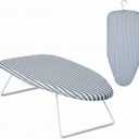 Honey-Can-Do Steel Tabletop Ironing Board with Folding Legs, Grey and White Stripe Cotton Cover, Compact Space-Saving Design, 30" L x 6" H