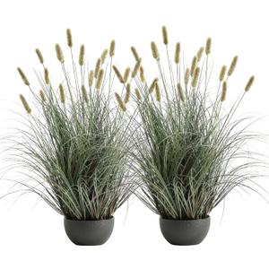 3ft Faux Onion Grass Set of 2, Indoor Outdoor Artificial Plant and Greenery