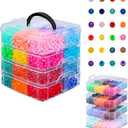 4800Pcs Pony Beads, 24 Colors Plastic Bead Bulk for Creating Bracelets Crafts Hair Beads Kandi Friendship Jewelry DIY Making, Craft Days Gifts, Boxed Easy to Store (24 Assorted Colors)