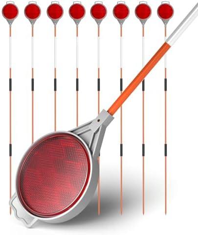 Meboyz 2-Way Reflective Driveway Markers, Plow Markers (Pack of 8), 48 Inch Fiberglass Rod, Red, Reflective Fiberglass Rod with Adjustable Length