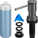 Dish Soap Dispenser, Kitchen Sink Soap Dispenser Pump with 17 OZ Bottle, Refill from The Top, Wide Pump Head Base (Gray)