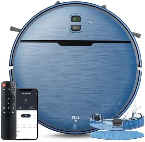 Robot Vacuum and Mop Combo, 2 in 1 Robot Vacuum Cleaner with WiFi/App, Smart Robotic Vacuums with Strong Suction, Schedule, Self-Charging, Slim, Quiet, Ideal for Hard Floor, Pet Hair, Low Pile Carpet