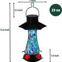 Muse Garden Solar Powered Hummingbird Feeder, 23oz Solar Lights Outdoor Garden Decor Ant and Bee Proof, Hand Blown Glass Lantern Gifts for Women Mom Birthday Unique, Blue