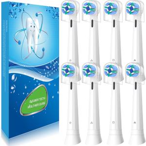 8 Pack Replacement Heads Compatible with Oral B iO Toothbrushes, Brush Heads for Oral-B iO 2/3/4/5/6/7/8/9/10/7G Series, with Covers, White