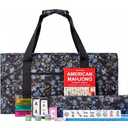 Jongyance American Mahjong Tile Set with Blue Carrying Bag, 166 White Tiles, 4 Rack with Pushers, Mahjong Set with Accessories