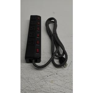 2 Pack 5 Outlets Mountable Power Strip Surge Protector,6 ft Extension Cord Long Metal Power Strip with 6 Switches,for Workshop/Bench Garage,15A/1800W/300 Joules