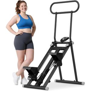 ERGOLIFE Stair Stepper with 6-Level Adjustable Resistance, 350lbs Upgrade Foldable Stairmaster Machine for Home Gym Workout, Cardio Stair Climber with Low Noise (Black)