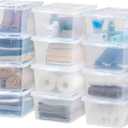 IRIS USA 12-Pack Storage Bins with Lids, 17 Quart, Shoe Boxes Clear Stackable Containers Organize Shoes Closet Shelves, Classroom Organization Teacher Tools, Game Storage - BPA-Free Plastic