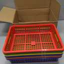 Fun Express Stackable Storage Bins 13x9.75x3 Inch - 6 Pack Colorful Plastic Storage Baskets with Handles for Classroom Organization | Paper Trays for Teachers, Office Storage & Home Organizing