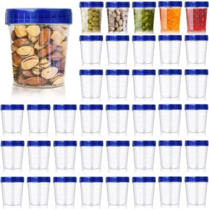 40 Pack 4oz Small Containers with Lids,Reusable Salad Dressing Container Airtight Leakproof Condiment Containers with Screw Lids,Take Away Stackable Plastic Dip Sauce Cups for Snack,Drink,Ketchup