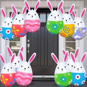 12 Pcs Inflatable Easter Eggs 16 inch Easter Decorations Outdoor Indoor Blow up Bunny Colorful Decor PVC Ornaments for Lawn, Garden, Party