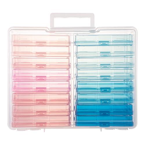 CraftGenes Photo Storage Box, Colorful 16 inner 4''×6'' Picture Storage Containers with Handle for Crafts Scrapbooking Stationery, Seed, Arts Supply&Sewing Supplies
