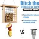Wooden Suet Feeders, Oranges Fruit Oriole Bird Large Capacity Woodpecker Suet Plus Hanger Wood Tray Garden Hanging Animal for Yard Outside Attracting for Wild Birds