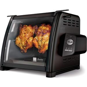 Ronco Showtime Large Capacity Rotisserie & BBQ Oven Modern Edition, Simple Switch Controls, Silicone Door Tie, Auto Shutoff, Includes Multipurpose Basket