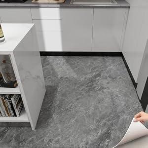 auxua Marble Pattern 24"x 24" Peel and Stick Floor Tiles (Large Format), Grey 12 Tiles/Pack - Covers 48 Sq Ft, Scratch-Resistant & Waterproof Floor Tiles Planks for Bathroom Kitchen