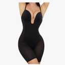 Slimers Body Shaper for Women Tummy Control U Plunge Backless Full Body Shapewear Mid Thigh Mesh strapless Bodysuit Top L