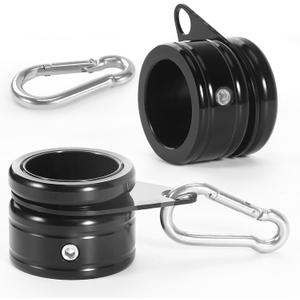 Anovo Flag Pole Rings, Aluminum Alloy Flag Pole Clips Swivels 360° Rotating Anti Wrap Mounting Ring with Carabiner, Flag Pole Kit Parts (Φ:1.25 Inch -Pack of 2(Black))