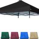 10x10 Canopy Replacement Top with Air Vent Silver Coated for Straight Leg Canopy Frame, (Black)