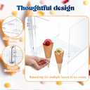 CroBlissful Acrylic Ice Cream Cone Holder 9 Holes Clear Waffle Cone Cabinet Transparent Ice Cream Display Case Stand for Bakeries Coffee Shops Dessert Shops(11.81 x 8.66 x 8.66 Inches)