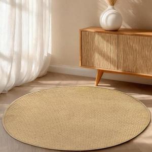 Jute Round Rug 4ft Circle Area Rug Indoor Outdoor Living Room Patio Kitchen Rug Boho Natural Color Bedrom Carpet Farmhouse Woven Design Decorative Floor Rug