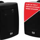 Dual Electronics LU43PB 4" 3-Way High Performance Outdoor Indoor Wired Speakers | Effortless Set Up | Home, Pool, Patio, Garage Use | Weather Resistant | Expansive Stereo Sound Coverage | Black (4.5 Inch)