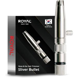 ROYAL [Made in Korea] Premium Nose Hair Trimmer for Men Silver Bullet, Manual, Battery-Free, Stainless, Waterproof, Painless with Patented Mechanism ET-3