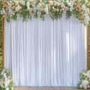 8x10FT White Backdrop Curtains for Wedding Parties, Wrinkle Free Polyester Photography Backdrop Drapes for Wedding Baby Shower Birthday Parties Stage Background Stand Decorations 4x10ft,2 Panels