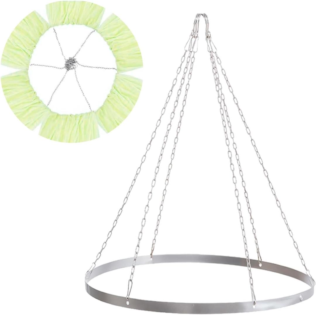 24 Inch Ceiling Drapes Hanging kitSilver Metal Ceiling Drapes Hoop Ring Kit - Heavy Duty Hanging Hardware for Wedding Decor, Party, Canopy - Easy No-Drill Installation, Reusable